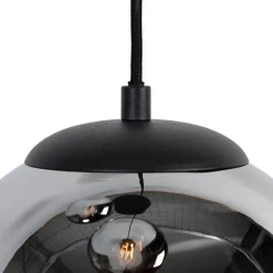 QAZQA Art-Deco-Pendelleuchte schwarz mit Rauchglas 3-flammig - Pallon