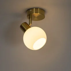 Kinder QAZQA Art-Deco-Spot Gold mit Opalglas verstellbar – Anouk