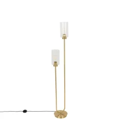 QAZQA Art-Deco-Stehlampe Gold mit Glas 2-flammig - Laura