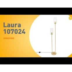 QAZQA Art-Deco-Stehlampe Gold mit Glas 2-flammig - Laura