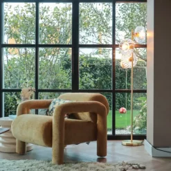 QAZQA Art-Deco-Stehlampe Gold mit Glas 3-flammig - Ayesha