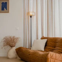 QAZQA Art-Deco-Stehlampe schwarz mit braunem Glas - Bizle