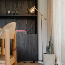 QAZQA Art-Deco-Stehleuchte aus Bronze mit Marmor und bernsteinfarbenem Glas – Nina