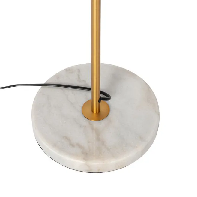 QAZQA Art-Deco-Stehleuchte aus Bronze mit Marmor und bernsteinfarbenem Glas – Nina