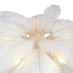 QAZQA Art-Deco-Stehleuchte Beige mit weißen Federn - Peahen