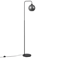 QAZQA Art-Deco-Stehleuchte schwarz mit Rauchglas – Sandra