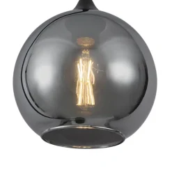 QAZQA Art-Deco-Stehleuchte schwarz mit Rauchglas – Sandra