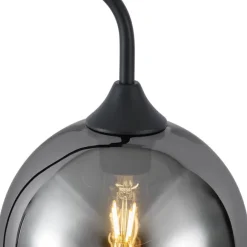 QAZQA Art-Deco-Stehleuchte schwarz mit Rauchglas – Sandra