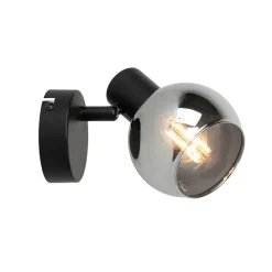 QAZQA Art-Deco-Strahler schwarz mit Rauchglas - Vidro