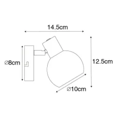 QAZQA Art-Deco-Strahler schwarz mit Rauchglas - Vidro