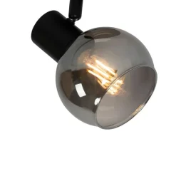 QAZQA Art-Deco-Strahler schwarz mit Rauchglas - Vidro