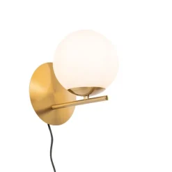 QAZQA Art-Deco-Wandleuchte aus Gold und Opalglas - Flore