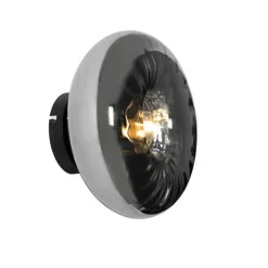 QAZQA Art-Deco-Wandleuchte schwarz mit Rauchglas - Ayesha