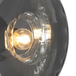 QAZQA Art-Deco-Wandleuchte schwarz mit Rauchglas - Ayesha