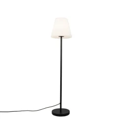 QAZQA Außen Stehlampe schwarz mit weißem Schirm 35 cm IP65 - Virginia