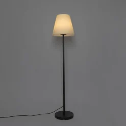 QAZQA Außen Stehlampe schwarz mit weißem Schirm 35 cm IP65 - Virginia