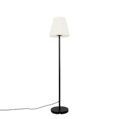 QAZQA Außen Stehlampe schwarz mit weißem Schirm 35 cm IP65 - Virginia