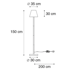 QAZQA Außen Stehlampe schwarz mit weißem Schirm 35 cm IP65 - Virginia