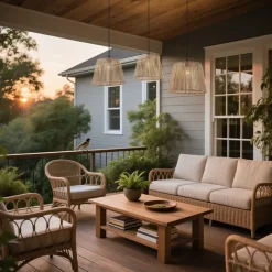 QAZQA Außen-Hängeleuchte schwarz mit beigefarbenen Seilschirmen 3-flammig IP44 - Cava Jayla