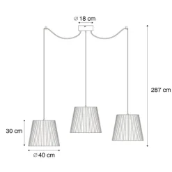 QAZQA Außen-Hängeleuchte schwarz mit mehrfarbigen Seilschirmen 3-flammig IP44 - Cava Jayla