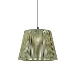 QAZQA Außenhängeleuchte schwarz mit grünem Seilschirm IP44 - Cava Jayla