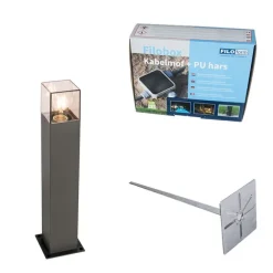 QAZQA Außenleuchte 50 cm anthrazit mit Erdungsstift und Kabelmuffe - Dänemark