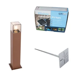 QAZQA Außenleuchte 50 cm rostbraun mit Erdungsstift und Kabelmuffe - Dänemark