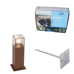 QAZQA Außenleuchte 30 cm rostbraun mit Erdungsstift und Kabelmuffe - Dänemark