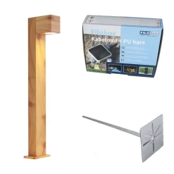 QAZQA Außenleuchte Aluminium mit Holzdruck mit Erdspieß und Kabelverschraubung 65cm IP44 - Baleno