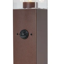 QAZQA Außenleuchte Rostbraun mit Klarglas 80cm IP44 mit Steckdose und Bewegungssensor - Malios