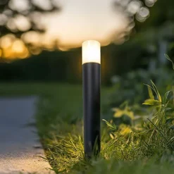 QAZQA Außenleuchte schwarz mit opalweißem Schirm 50 cm - Odense