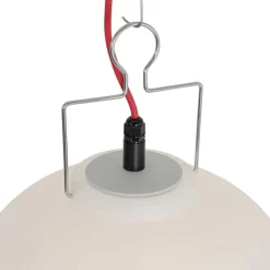 QAZQA Außen-Pendelleuchte weiß 35 cm mit rotem Stecker IP44 - Pion