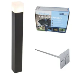 QAZQA Außenpfosten schwarzes Opalglas 70 cm Erdungsstift und Kabeltülle - Dänemark