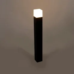 QAZQA Außenpfosten schwarzes Opalglas 70 cm Erdungsstift und Kabeltülle - Dänemark