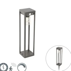 QAZQA Außenpoller dunkelgrau 40 cm inkl. LED und Solar - Sonne