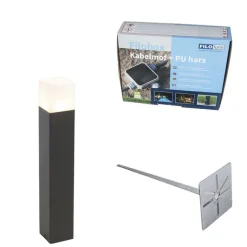 QAZQA Außenpoller schwarzes Opalglas 50 cm Erdungsstift und Kabeltülle - Dänemark