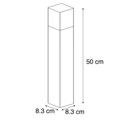 QAZQA Außenpoller schwarzes Opalglas 50 cm Erdungsstift und Kabeltülle - Dänemark