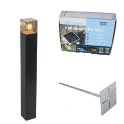 QAZQA Außenstehlampe schwarz 70 cm IP44 mit Rauchglas - Dänemark