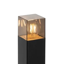 QAZQA Außenstehlampe schwarz 70 cm IP44 mit Rauchglas - Dänemark