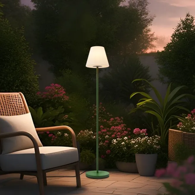 QAZQA Außenstehleuchte Grün mit weißem Schirm IP65 - Virginia