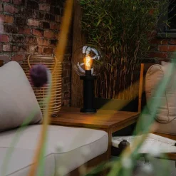 QAZQA Außenstehleuchte schwarz mit klarer Kugel 50 cm IP44 - Sfera