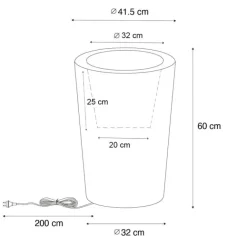 QAZQA Außenstehleuchte weiß 60 cm Blumentopf IP44 - Verano