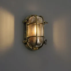 QAZQA Außenwand- und Deckenleuchte Antikgold Oval IP44 - Noutica