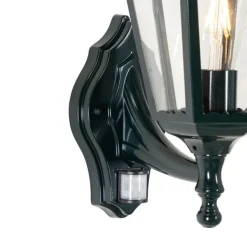 QAZQA Außenwandlaterne dunkelgrün mit Bewegungsmelder IP44 - New Orleans up