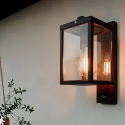 QAZQA Außenwandlaterne rostbraun mit Bewegungssensor IP44 - Charlois