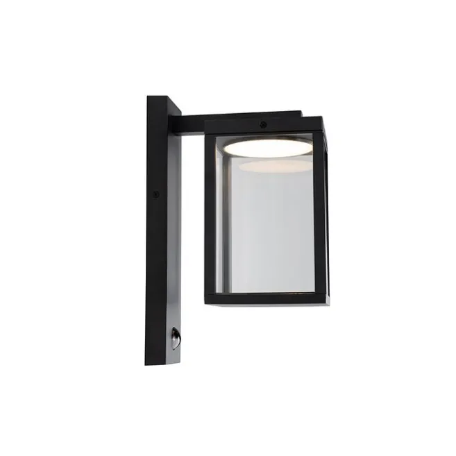 QAZQA Außenwandlaterne schwarz inkl. LED-Bewegungsmelder - Ferdinand