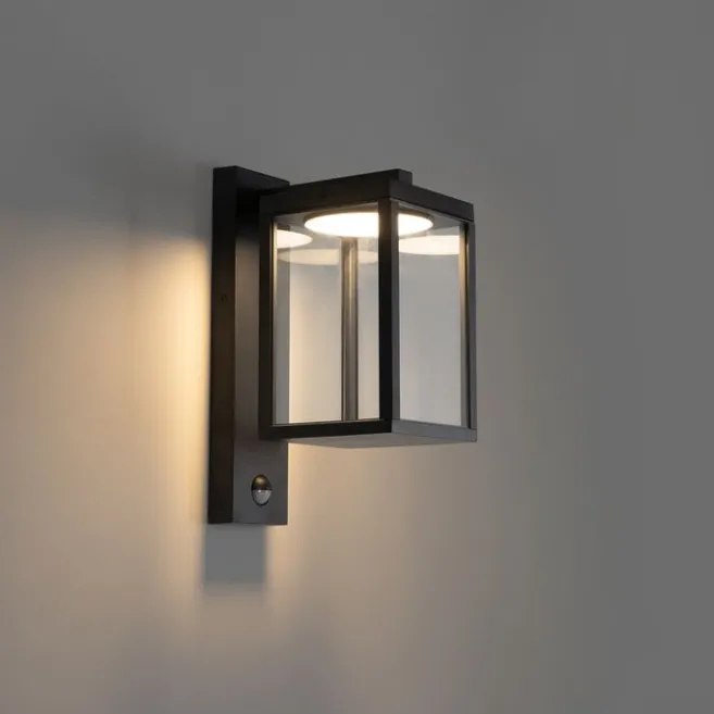 QAZQA Außenwandlaterne schwarz inkl. LED-Bewegungsmelder - Ferdinand