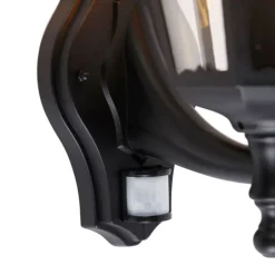 QAZQA Außenwandlaterne schwarz mit Bewegungssensor IP44 - Havanna