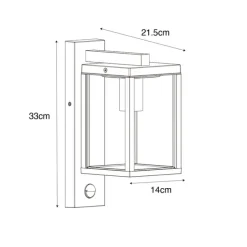 QAZQA Außenwandlaterne schwarz mit geripptem Glas und Bewegungssensor - Charlois