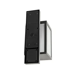 QAZQA Außenwandlaterne schwarz mit geripptem Glas und Bewegungssensor - Charlois